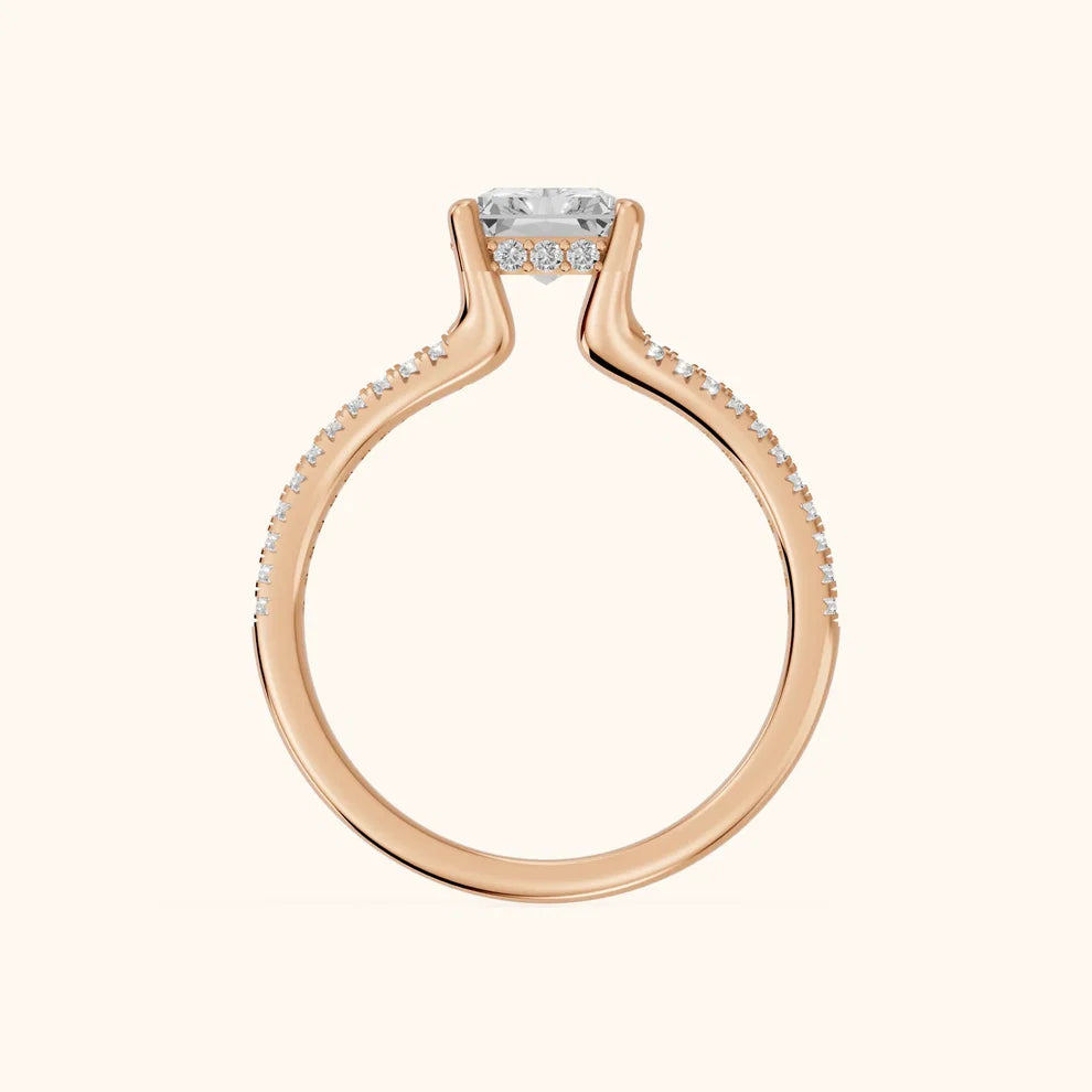 Eternal Embrace Solitaire Radiant Diamond Engagement & Wedding Ring