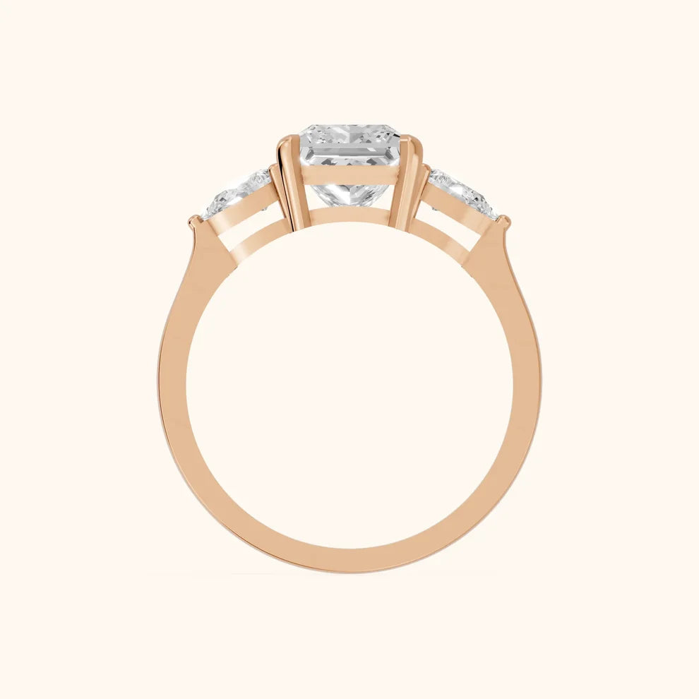 Grace Three Stone Princess Diamond Engagement & Wedding Ring
