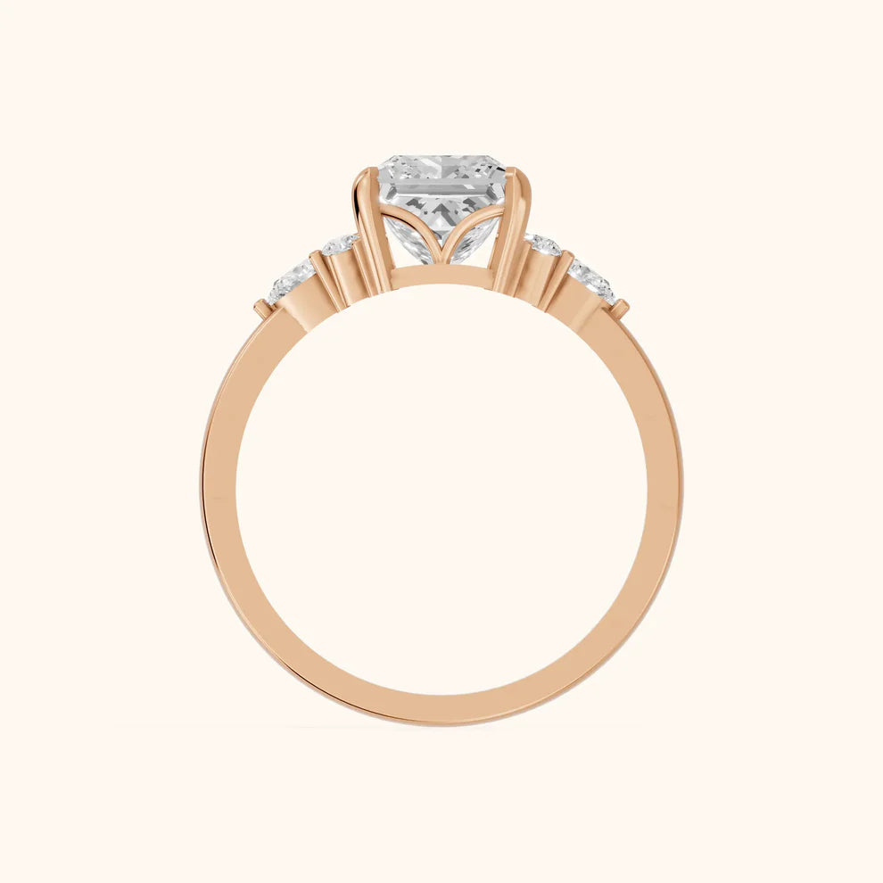 Amelia Three Stone Princess Diamond Engagement & Wedding Ring