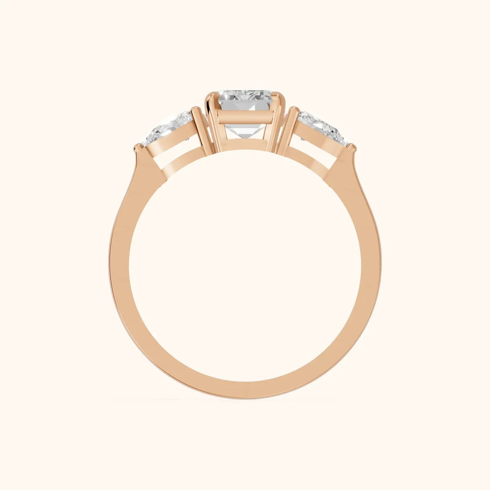 Grace Three Stone Emerald Diamond Engagement & Wedding Ring