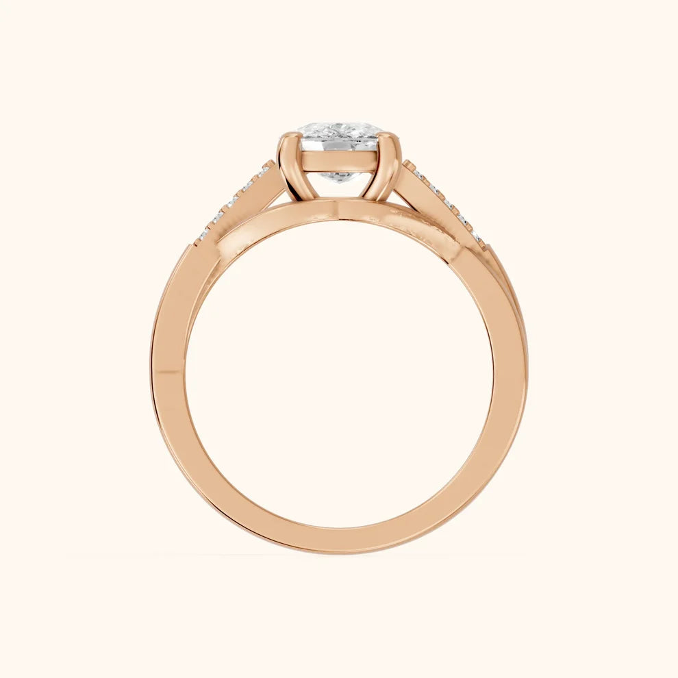 Veronica Twist Side Stone Cushion Diamond Engagement & Wedding Ring