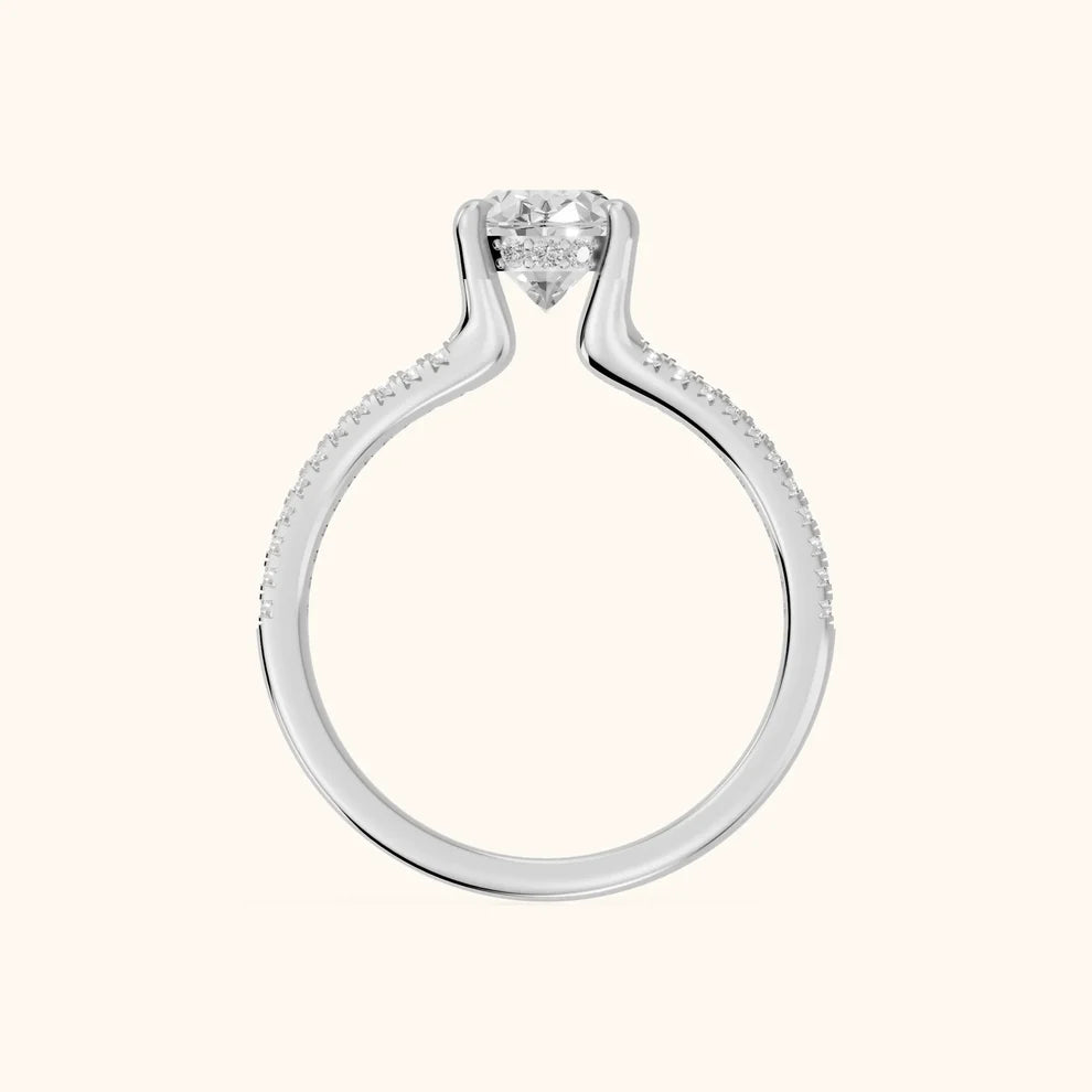 Eternal Embrace Solitaire Oval Diamond Engagement & Wedding Ring