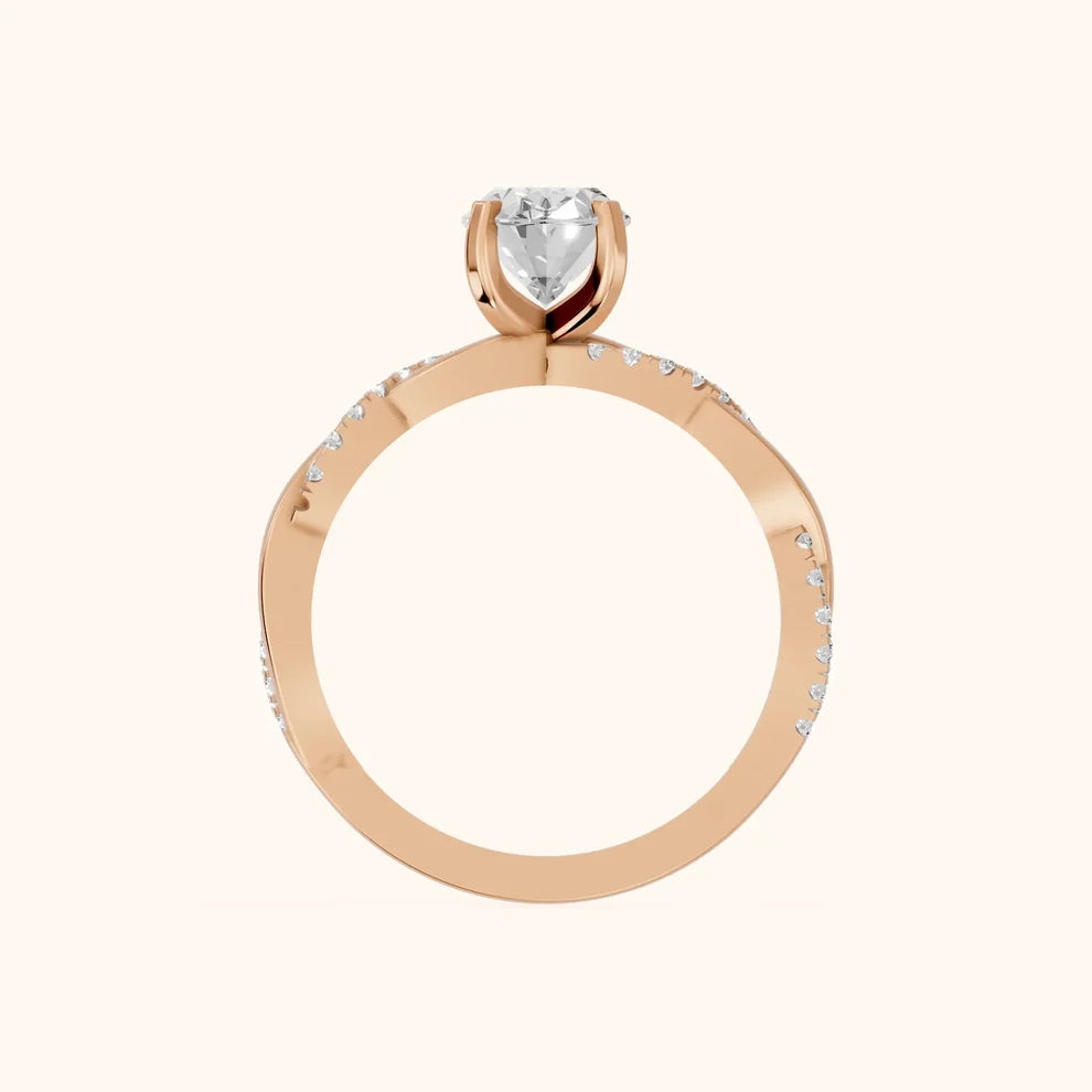 Twisted Side Stone Oval Diamond Engagement & Wedding  Ring in Yellow Gold