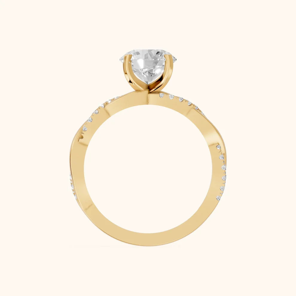 Twisted Side Stone Round Diamond Engagement Wedding Ring