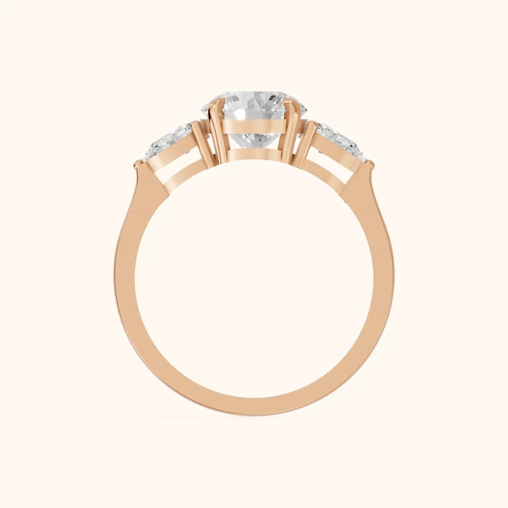 Grace Three Stone Round Diamond Engagement & Wedding Ring