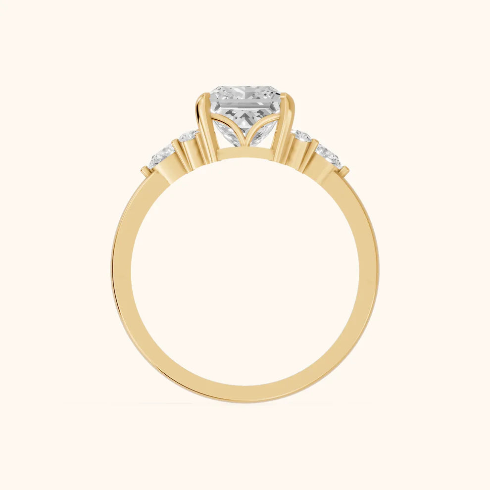 Amelia Three Stone Princess Diamond Engagement & Wedding Ring
