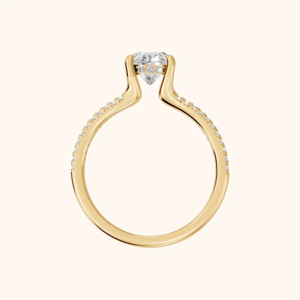 Eternal Embrace Solitaire Oval Diamond Engagement & Wedding Ring