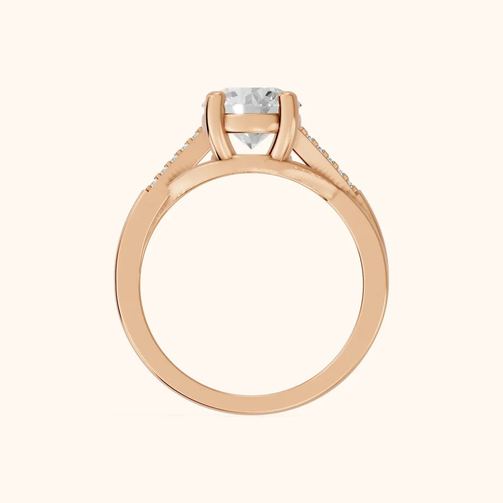 Veronica Twist Side Stone Round Diamond Engagement & Wedding Ring