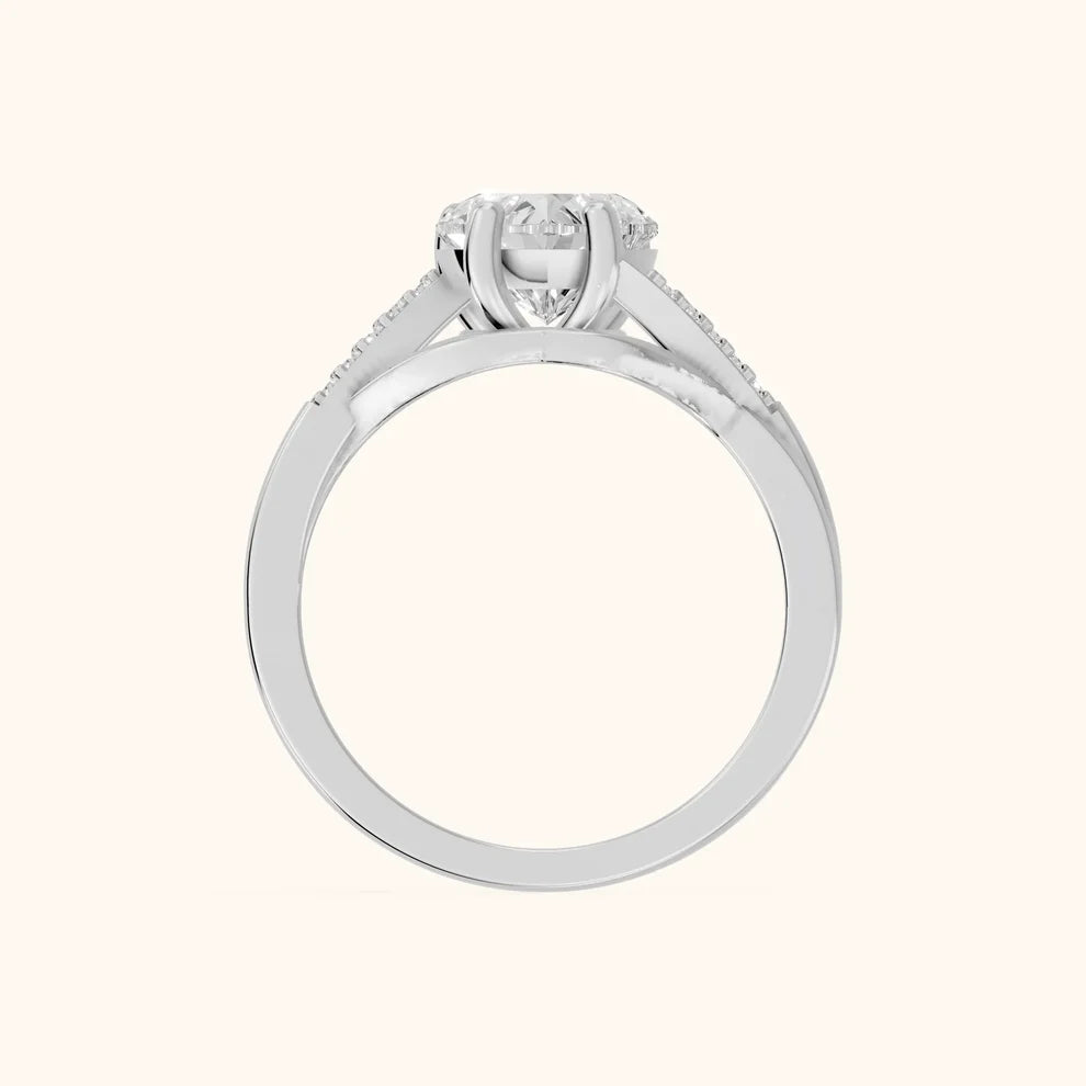 Veronica Twist Side Stone Heart Diamond Engagement & Wedding Ring
