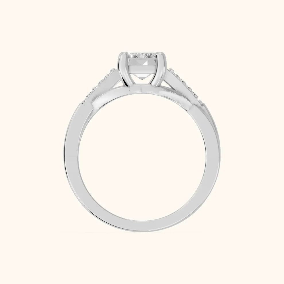 Veronica Twist Side Stone Emerald Diamond Engagement & Wedding Ring