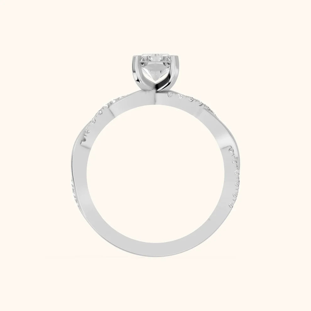 Twisted Side Stone Radiant Diamond Engagement & Wedding Ring