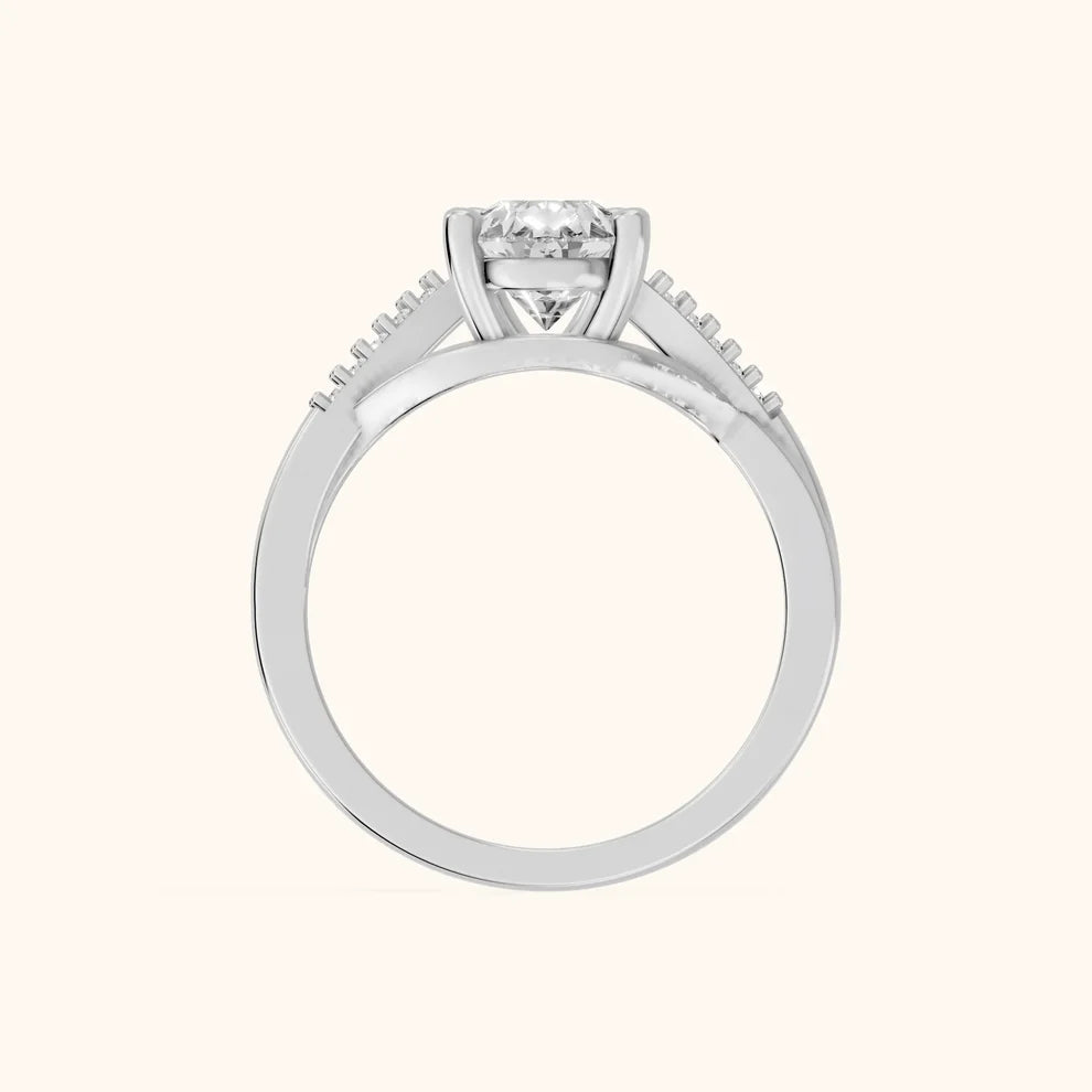 Veronica Twist Side Stone Pear Diamond Engagement & Wedding Ring