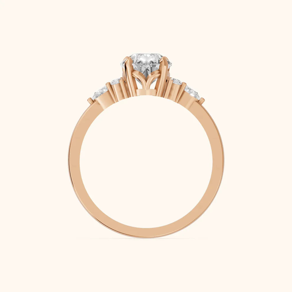 Amelia Three Stone Pear Diamond Engagement & Wedding Ring