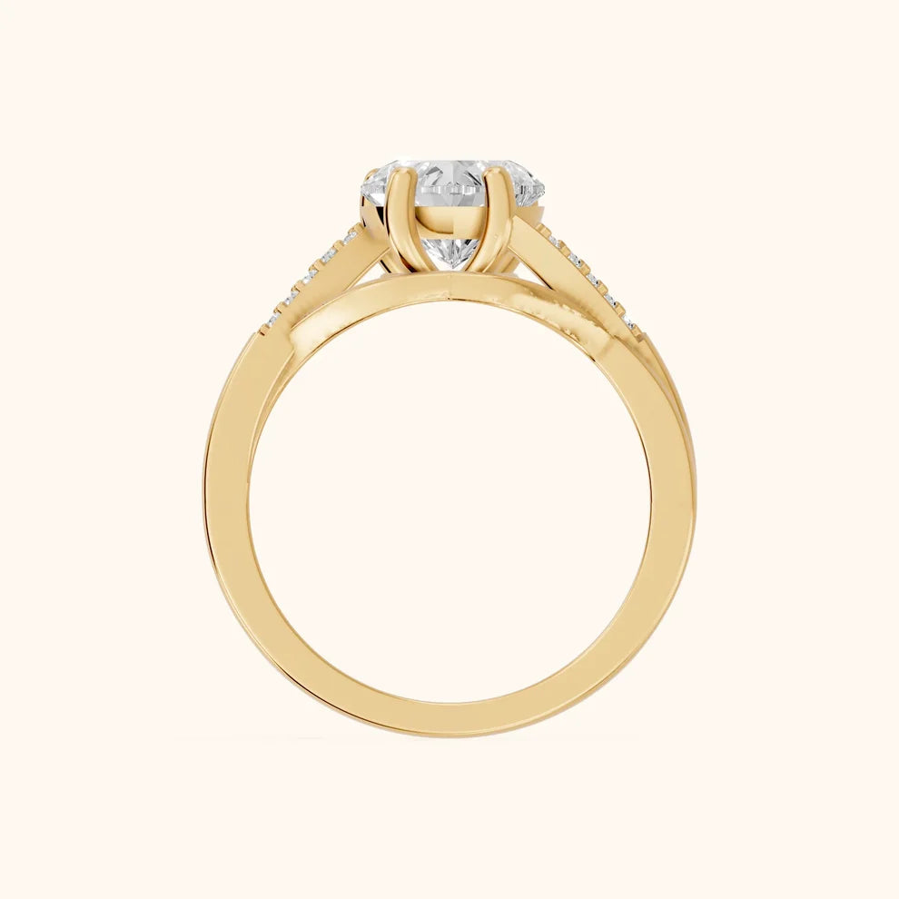 Veronica Twist Side Stone Heart Diamond Engagement & Wedding Ring