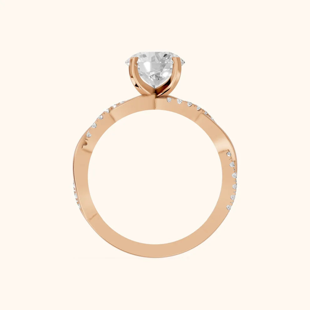 Twisted Side Stone Round Diamond Engagement Wedding Ring