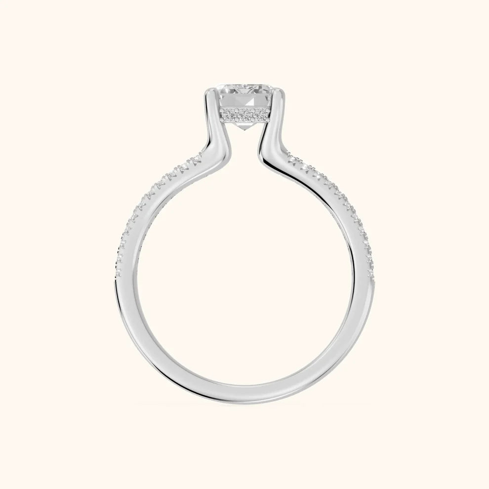 Emerald Diamond Engagement & Wedding Ring