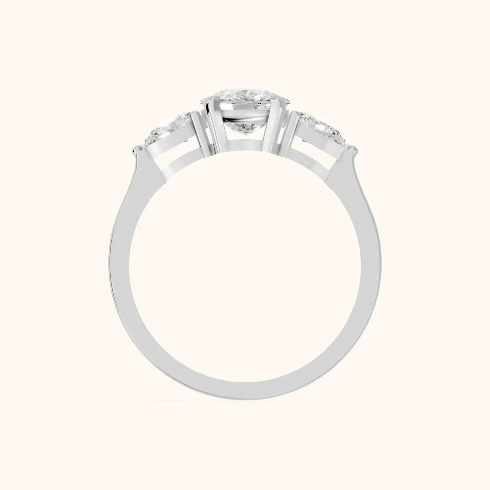 Grace Three Stone Cushion Diamond Engagement & Wedding Ring