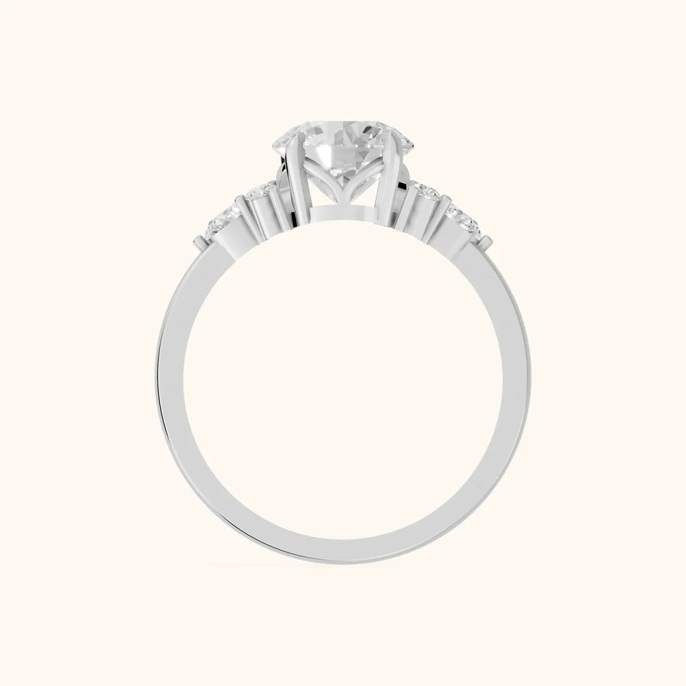 Amelia Three Stone Round Diamond Engagement & Wedding Ring