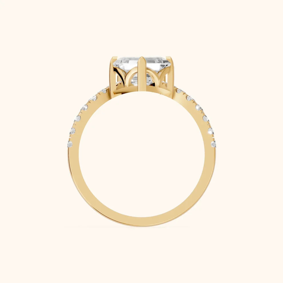 Isabella Legacy Side Stone Asscher Diamond Engagement & Wedding Ring