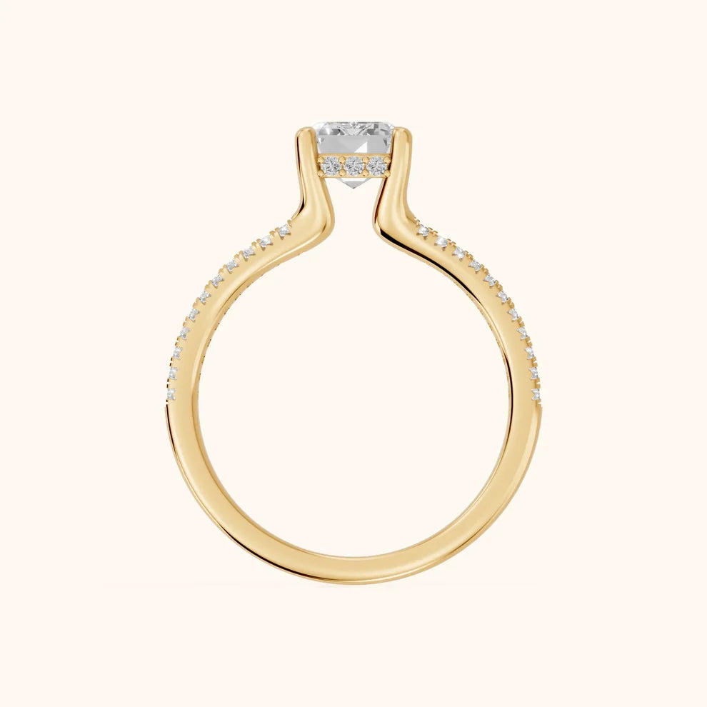 Eternal Embrace Solitaire Emerald Diamond Engagement & Wedding Ring