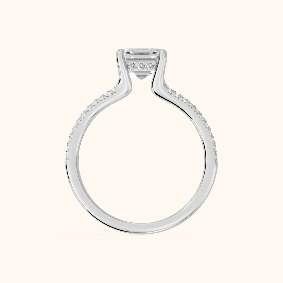 Eternal Embrace Solitaire Asscher Diamond Engagement & Wedding Ring