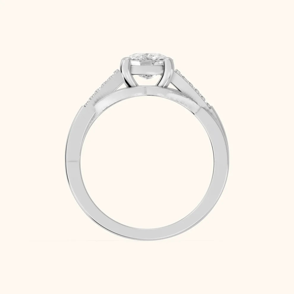 Veronica Twist Side Stone Cushion Diamond Engagement & Wedding Ring
