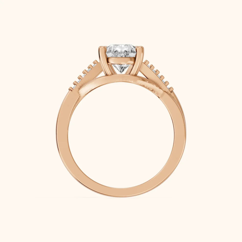 Veronica Twist Side Stone Pear Diamond Engagement & Wedding Ring