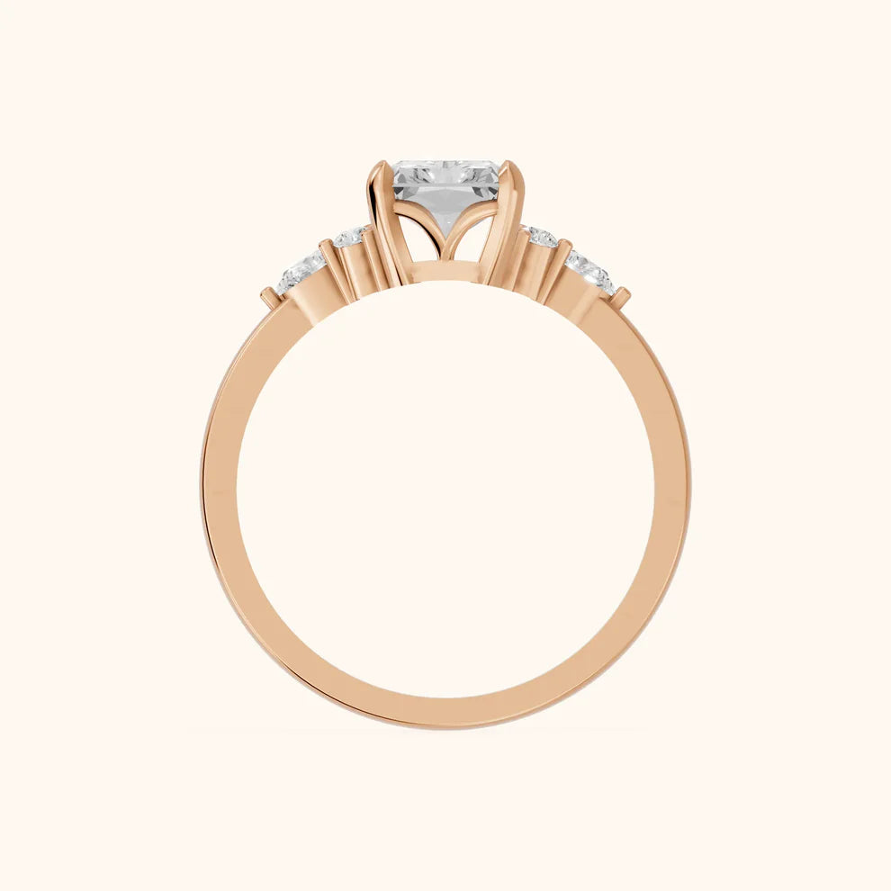 Amelia Three Stone Radiant Diamond Engagement & Wedding Ring