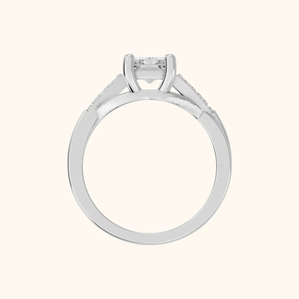 Veronica Twist Side Stone Radiant Diamond Engagement & Wedding Ring