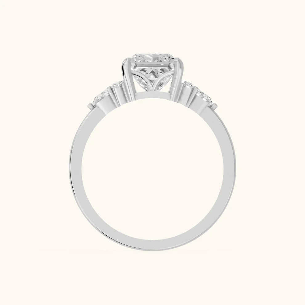 Amelia Three Stone Princess Diamond Engagement & Wedding Ring