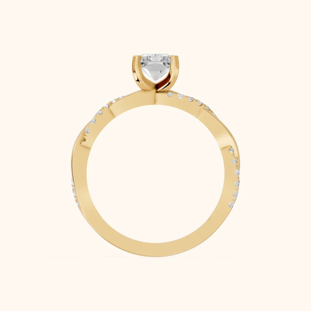Twisted Side Stone Radiant Diamond Engagement & Wedding Ring