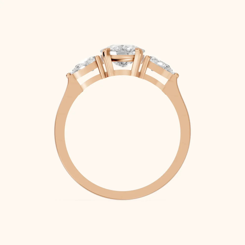 Grace Three Stone Cushion Diamond Engagement & Wedding Ring