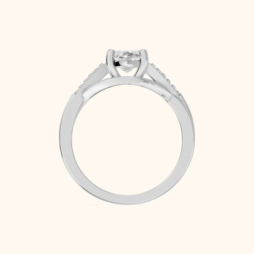 Veronica Twist Side Stone Marquise Diamond Engagement & Wedding Ring