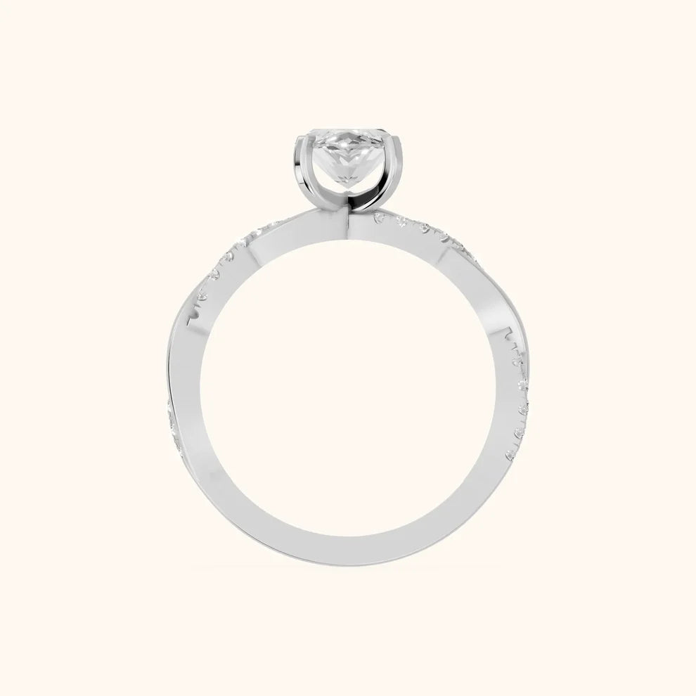 Twisted Side Stone Marquise Diamond Engagement & Wedding Ring