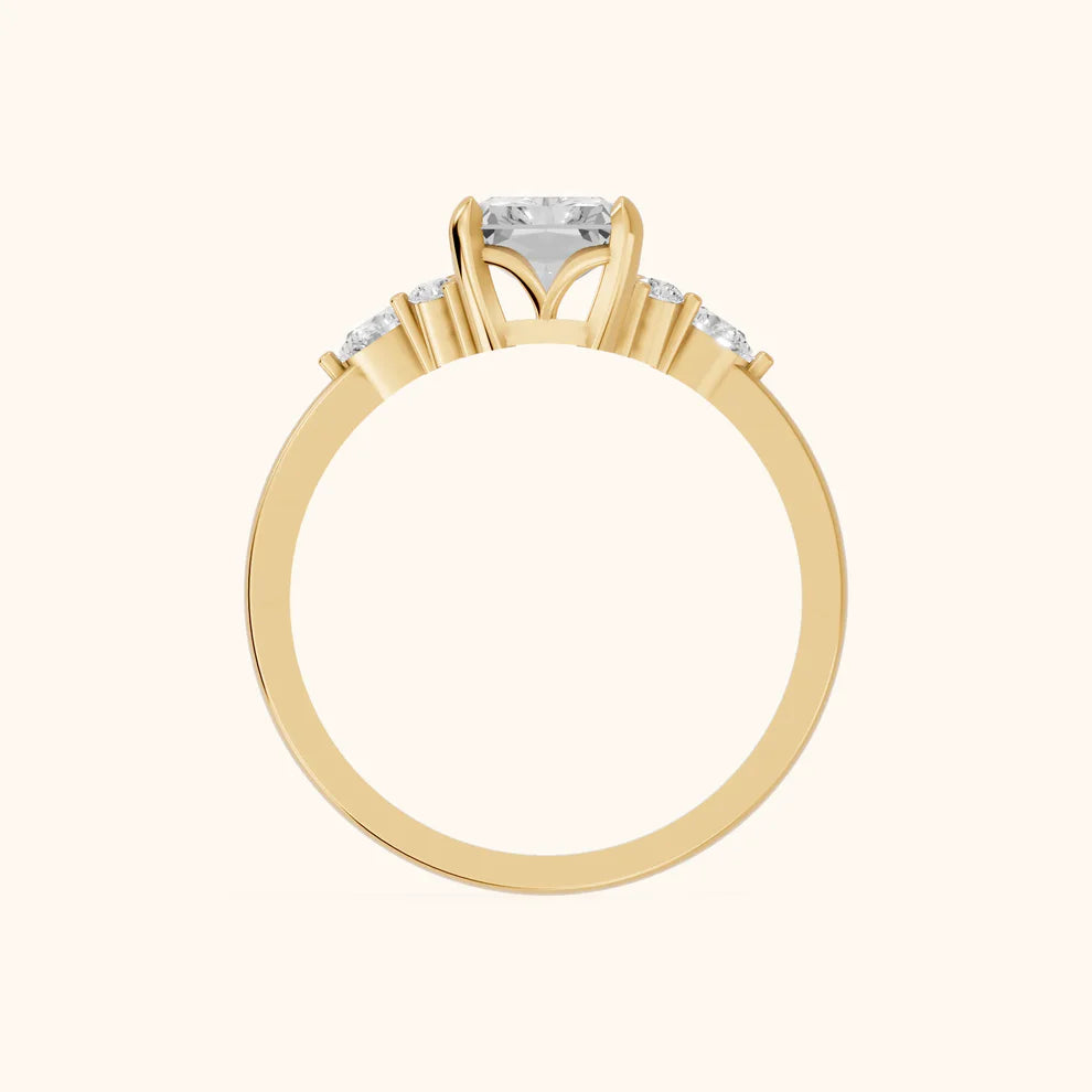 Amelia Three Stone Radiant Diamond Engagement & Wedding Ring