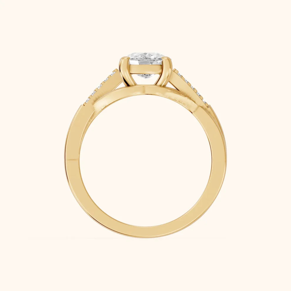 Veronica Twist Side Stone Cushion Diamond Engagement & Wedding Ring