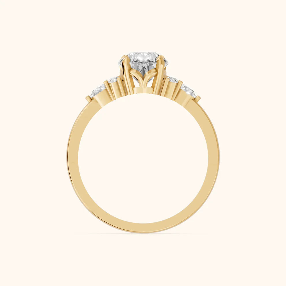 Amelia Three Stone Pear Diamond Engagement & Wedding Ring