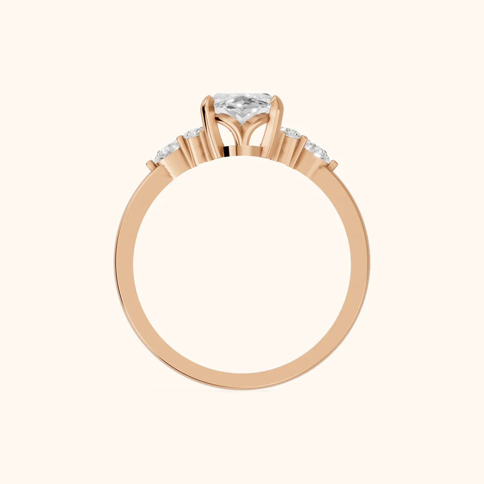 Amelia Three Stone Marquise Diamond Engagement & Wedding Ring