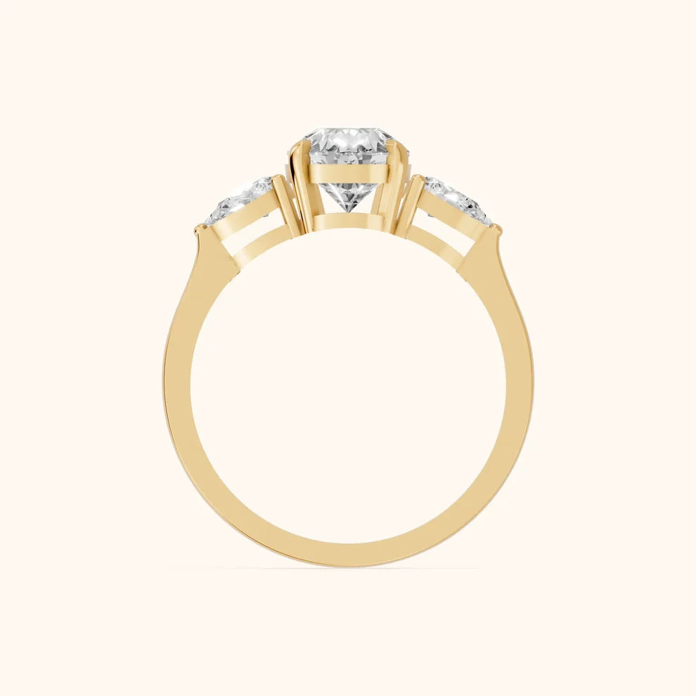 Grace Three Stone Pear Diamond Engagement & Wedding Ring