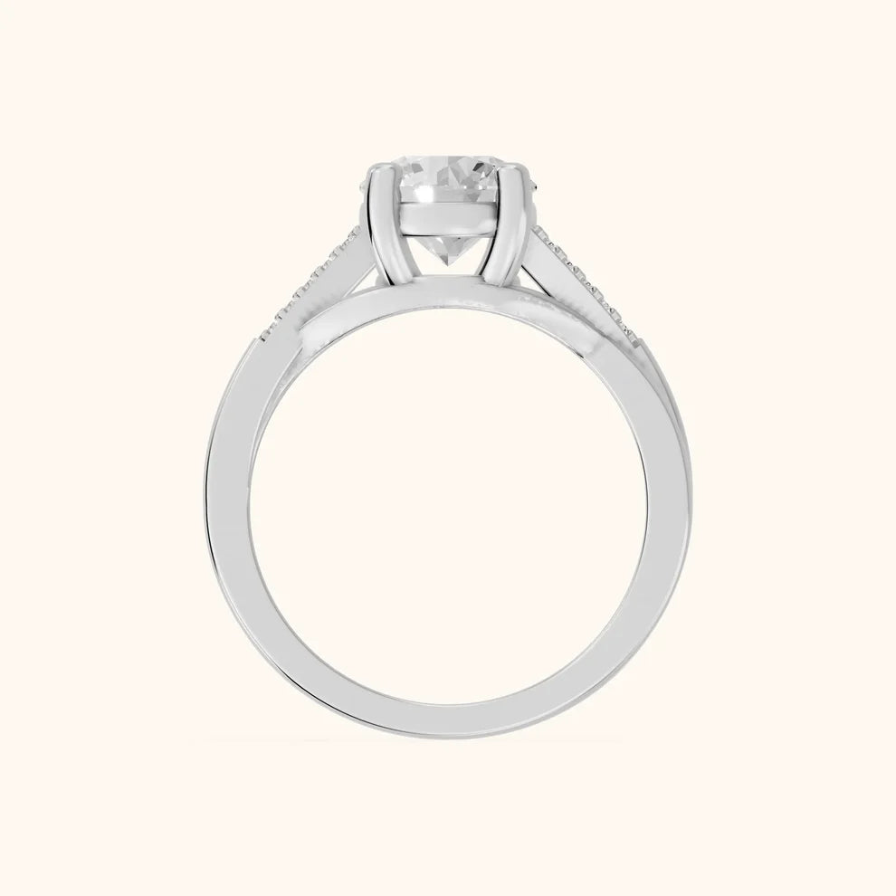 Veronica Twist Side Stone Round Diamond Engagement & Wedding Ring