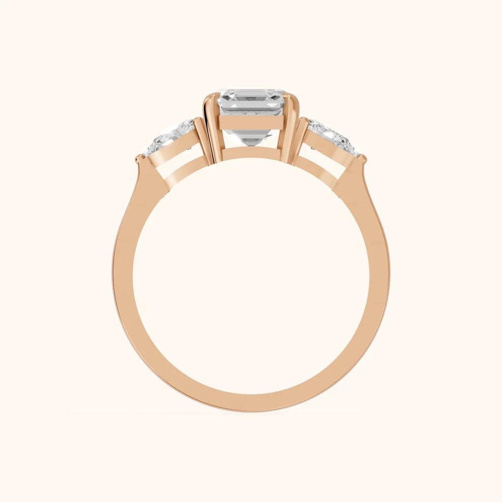 Grace Three Stone Asscher Diamond Engagement & Wedding Ring