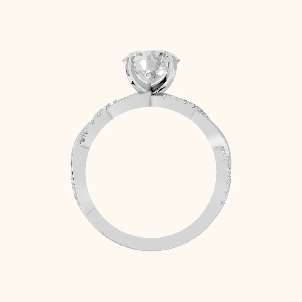 Twisted Side Stone Round Diamond Engagement Wedding Ring