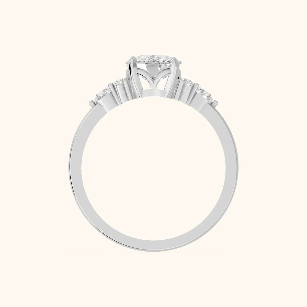 Amelia Three Stone Cushion Diamond Engagement & Wedding Ring