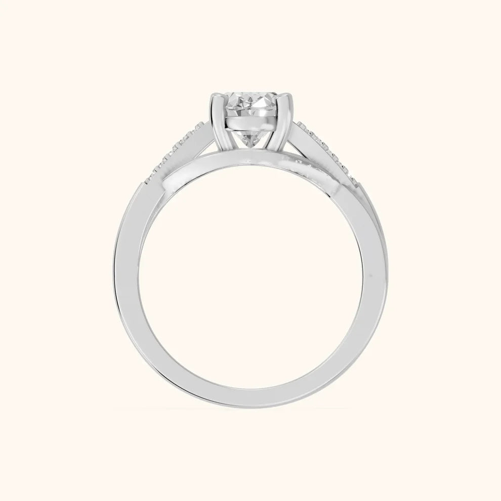 Veronica Twist Side Stone Oval Diamond Engagement & Wedding Ring