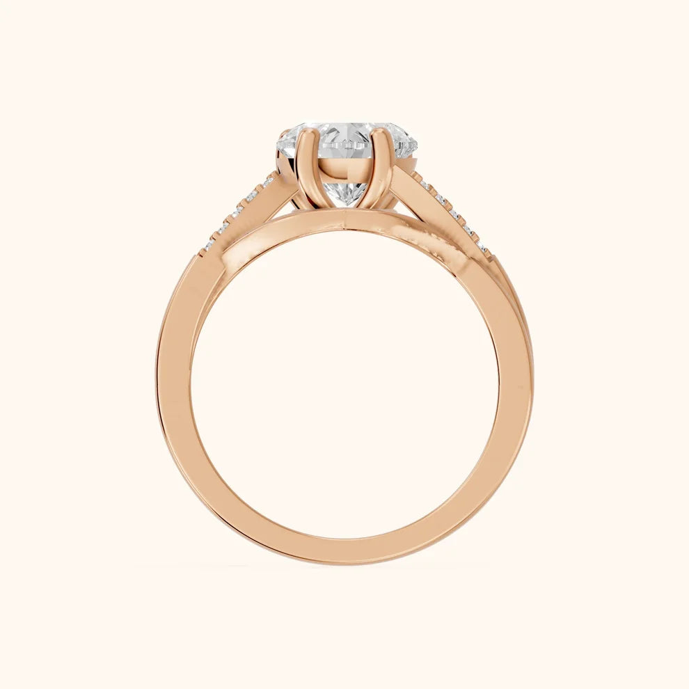 Veronica Twist Side Stone Heart Diamond Engagement & Wedding Ring