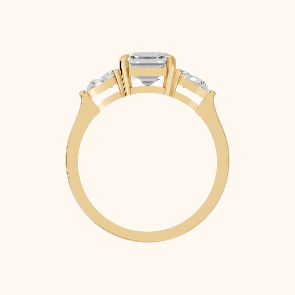 Grace Three Stone Asscher Diamond Engagement & Wedding Ring