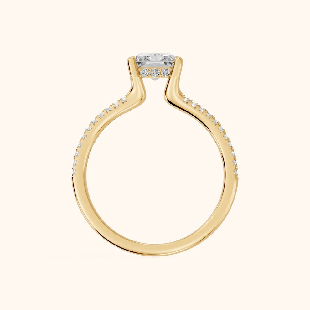 Eternal Embrace Solitaire Radiant Diamond Engagement & Wedding Ring