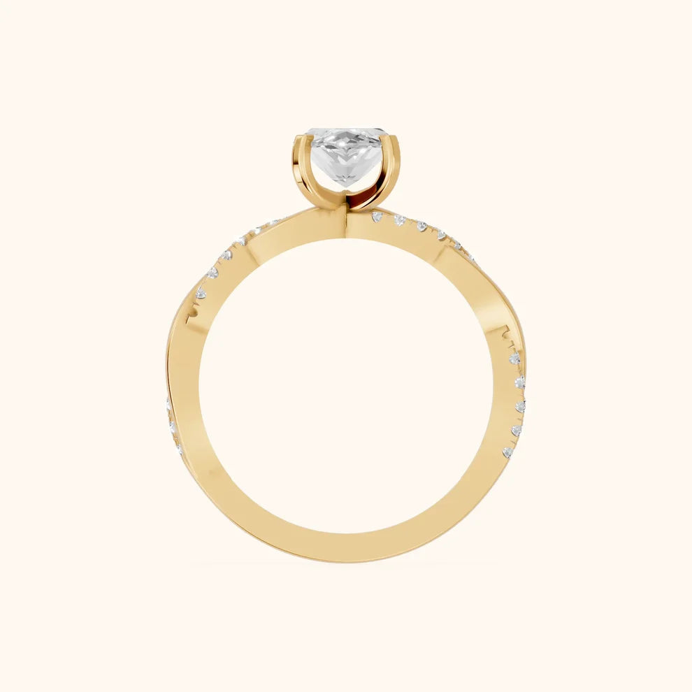 Twisted Side Stone Marquise Diamond Engagement & Wedding Ring