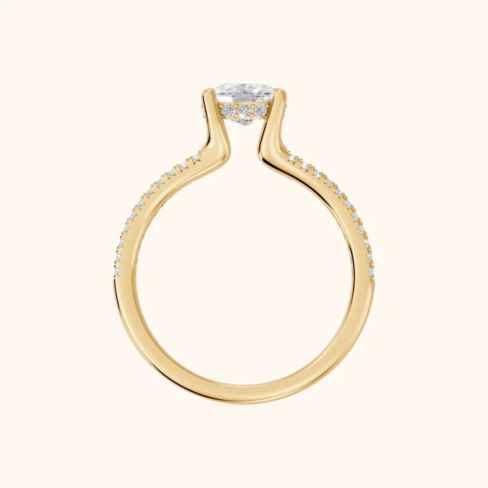 Eternal Embrace Solitaire Cushion Diamond Engagement & Wedding Ring