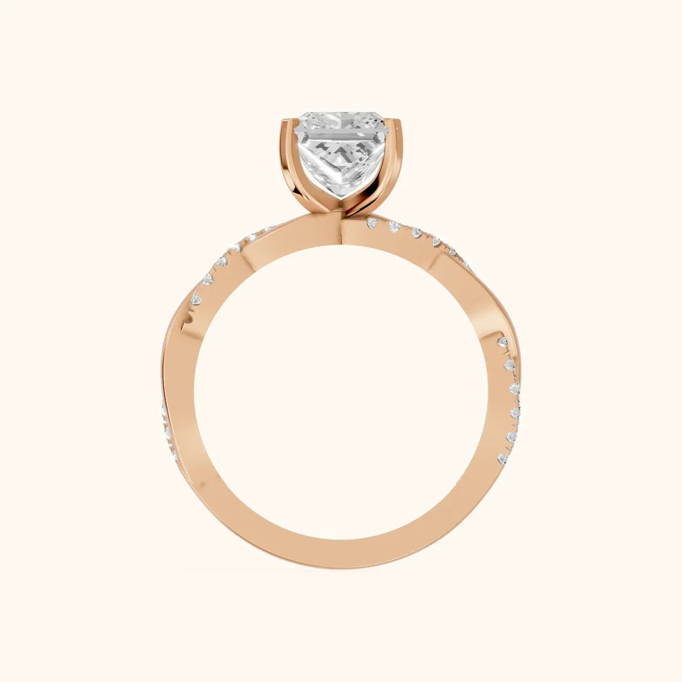 Twisted Side Stone Princess Diamond Engagement & Wedding Ring